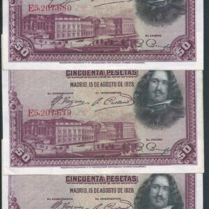 1928.- 50 Pesetas 15 agosto 1928 Serie E. TRIO