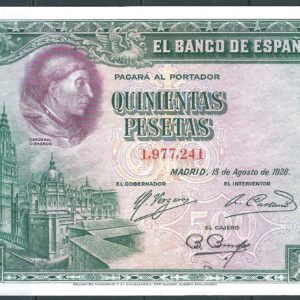 1928 AGOSTO 15.  500 PESETAS