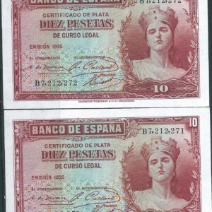 1935 EMISIÓN PLATA 10 PESETAS     PAREJA