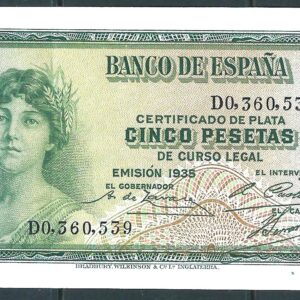1935 EMISIÓN PLATA 5 PESETAS  SERIE  D