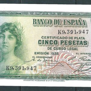 1935 EMISIÓN PLATA 5 PESETAS  K