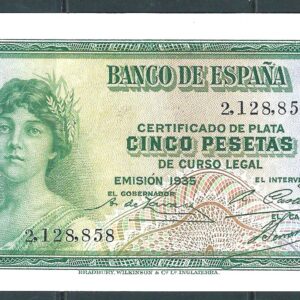 1935 EMISIÓN PLATA 5 PESETAS  SIN SERIE