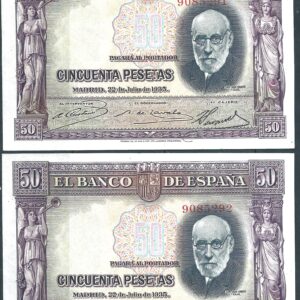 1935 JULIO 22. 50 PESETAS PAREJA