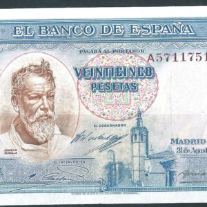 1936 agosto 31. 25 Pesetas