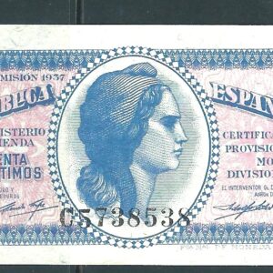 1937 Ministerio de Hacienda 50 Céntimos Serie C