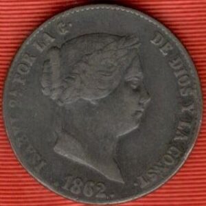 Isabel II.- 1862 25 Centimos de real CECA Segovia