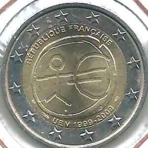 2009.-Francia 2 euros,10º aniversario de la Unión Económica y Monetaria