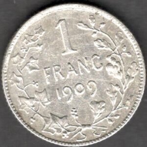 Bélgica 1909 1 franco. Texto en francés