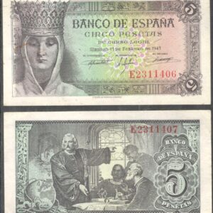 1943.-5 Pesetas 13 Febrero 1943 Pareja